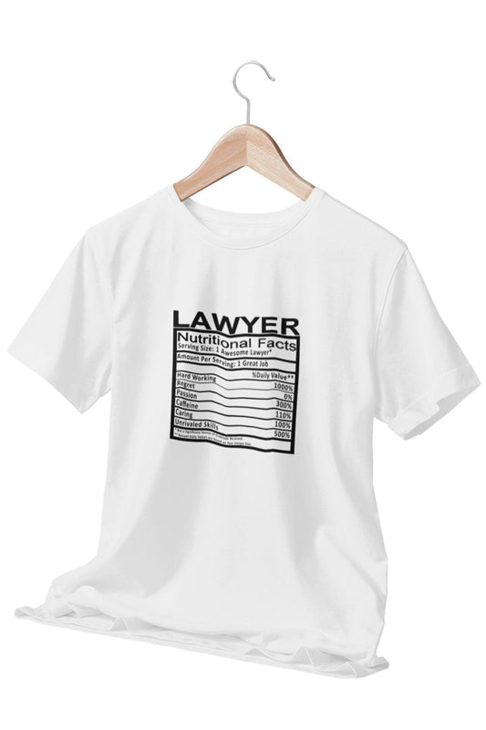 Lawyer Nutrition Facts Baskılı Avukat Hediyelik Eğlenceli Beyaz Unisex T-Shirt