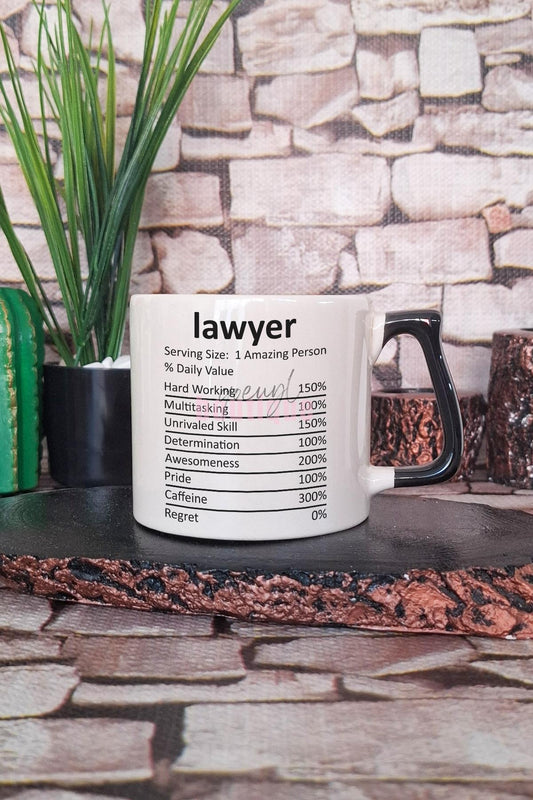 Lawyer Nutrition Facts Baskılı Komik Avukat Esprisi Hediyelik Kulplu Kupa Bardak