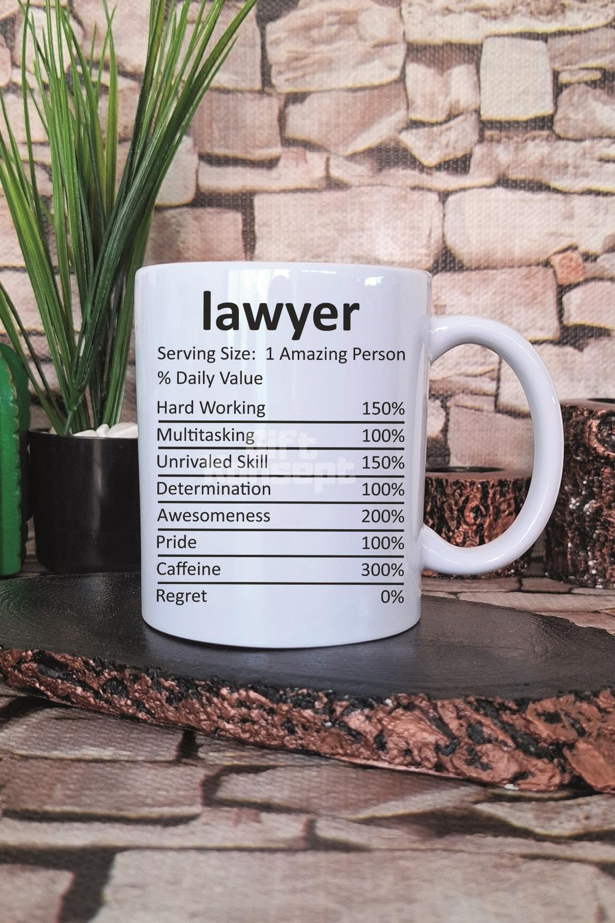 Lawyer Nutrition Facts Baskılı Komik Avukat Hediyelik Baskılı Çay Kahve Sunum Kupa Bardak