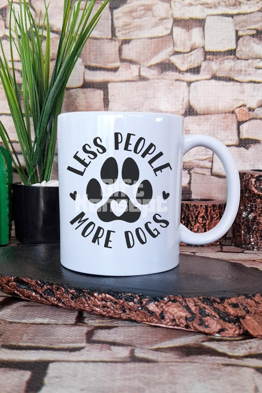 Less People More Dogs Temalı Köpeksever Hediyelik Baskılı Çay Kahve Sunum Kupa Bardak