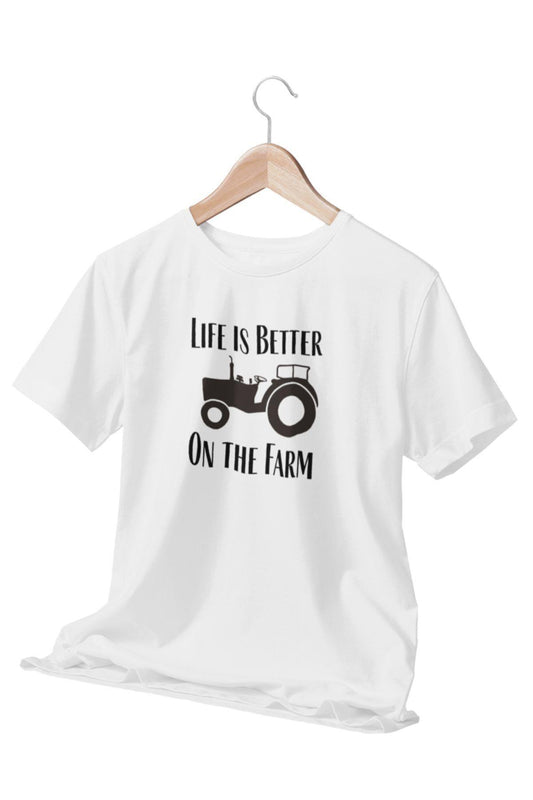 Life Is Better On The Farm Çiftçi Hediyelik Beyaz Unisex T-Shirt