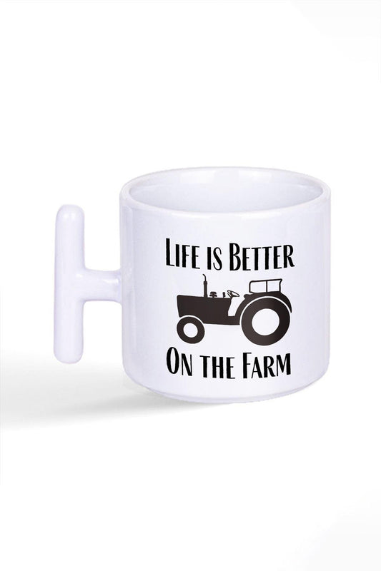 Life Is Better On The Farm Çiftçi Hediye Baskılı T Kulplu Latte Fincan Kupa Bardak