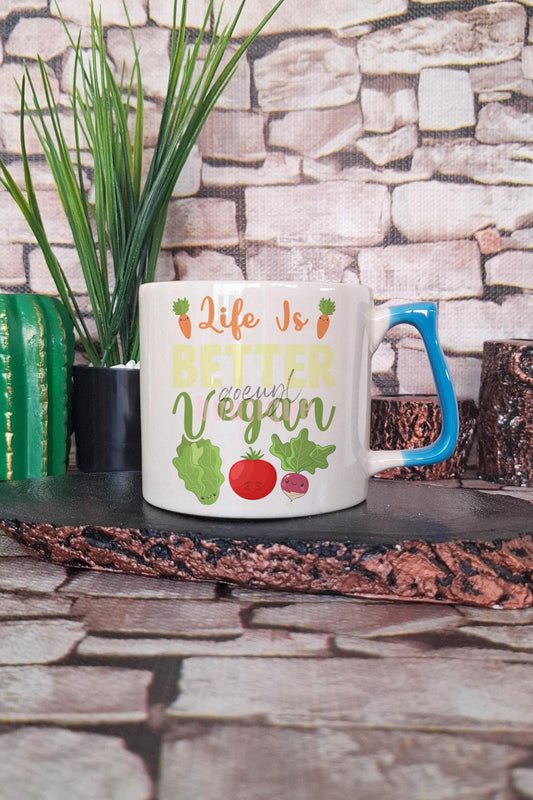 Life Is Better Vegan Baskılı Hediyelik Kulplu Kupa Bardak