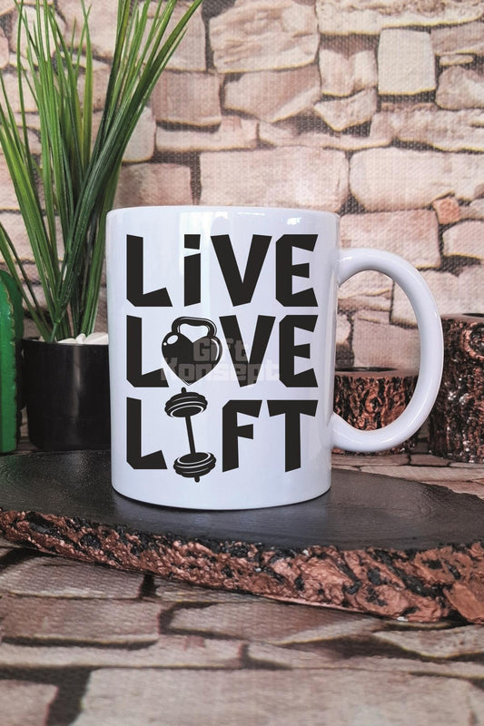 Live Love Lift Yazılı Gym Spor Ağırlık Halter Fitness Hediye Baskılı Kupa Bardak