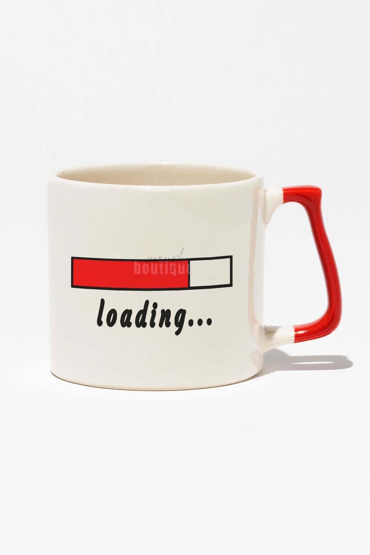 Loading Baskılı Kırmızı Kulplu Modern Seramik Kupa