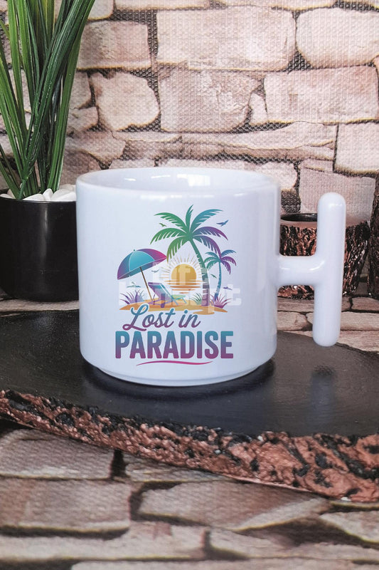 Lost İn Paradise Baskılı T Kulplu Latte Fincanı Kupa Bardak
