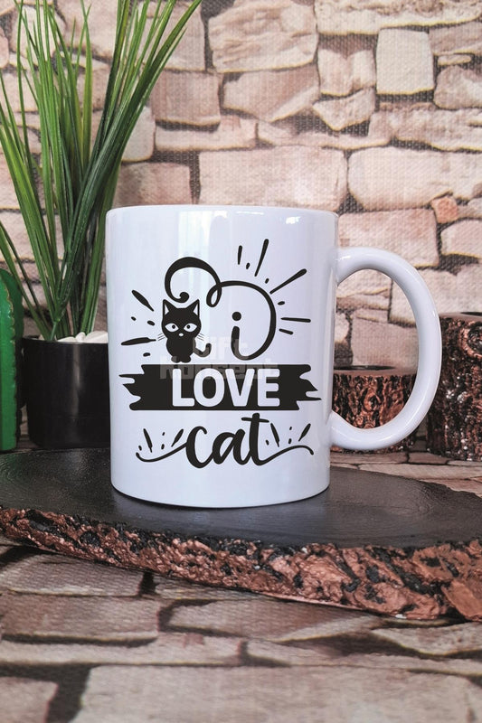Love Cat Baskılı Kedi Sevgisi Kedisever Hediyelik Baskılı Çay Kahve Sunum Kupa Bardak