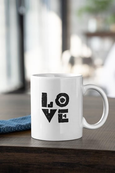 LOVE Yazı Baskılı Beyaz Kupa Bardak