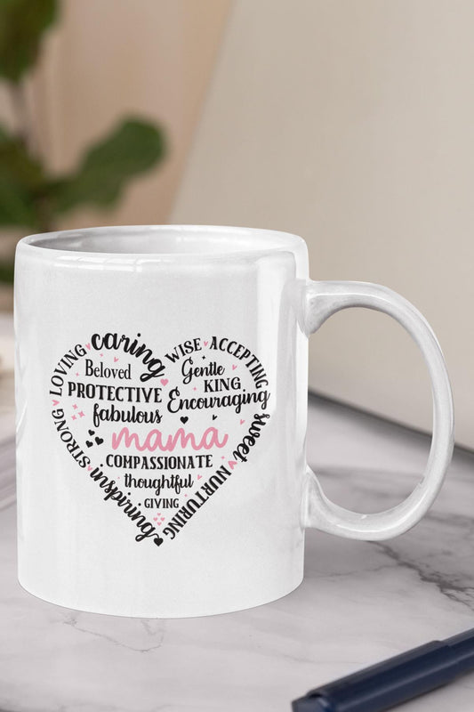 Mama Şekilli Yazılı Kalp Baskılı Anneler Günü Doğum Günü Anneye Hediye Kupa Bardak