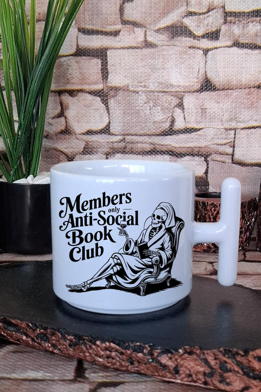 Members Only Anti Social Book Club Kitap Kulübü Hediye T Kulplu Latte Fincanı Kupa Bardak