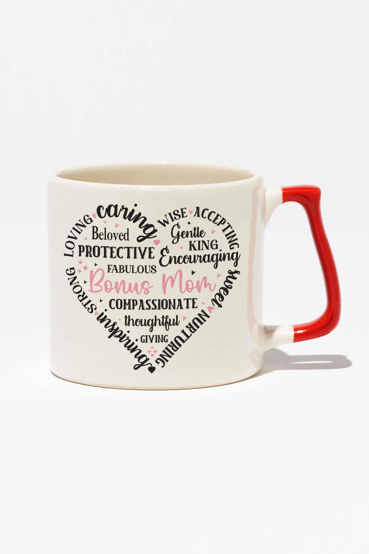 Mom Kalp Şekilli Yazılı Baskılı Anneler Günü Hediyelik Siyah Kulplu Modern Seramik Kupa