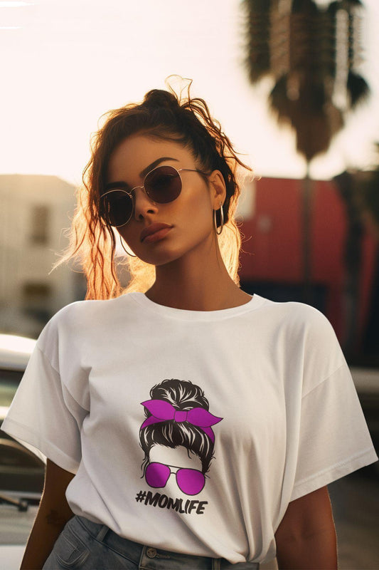 Mom Lİfe Baskılı Anneler Günü Doğum Günü Hediyelik Eğlenceli Beyaz Unisex T-Shirt