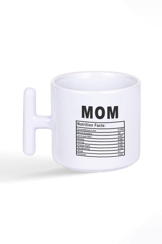 Mom Nutrition Facts Anneler Günü Hediye Baskılı Latte Fincanı T Kulplu Kupa Bardak