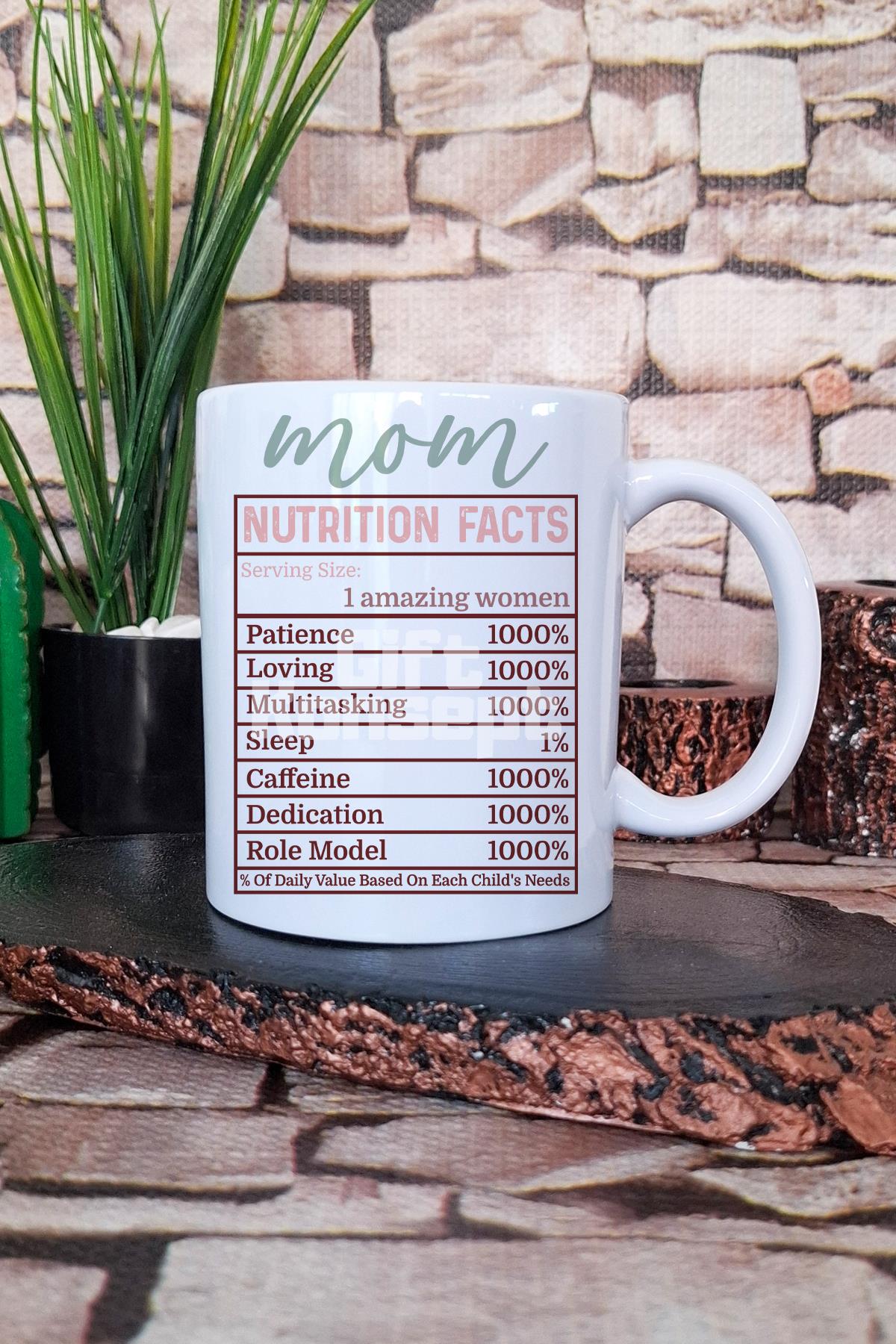 Mom Nutrition Facts Eğlenceli Anneler Günü Hediyelik Baskılı Çay Kahve Sunum Kupa Bardak