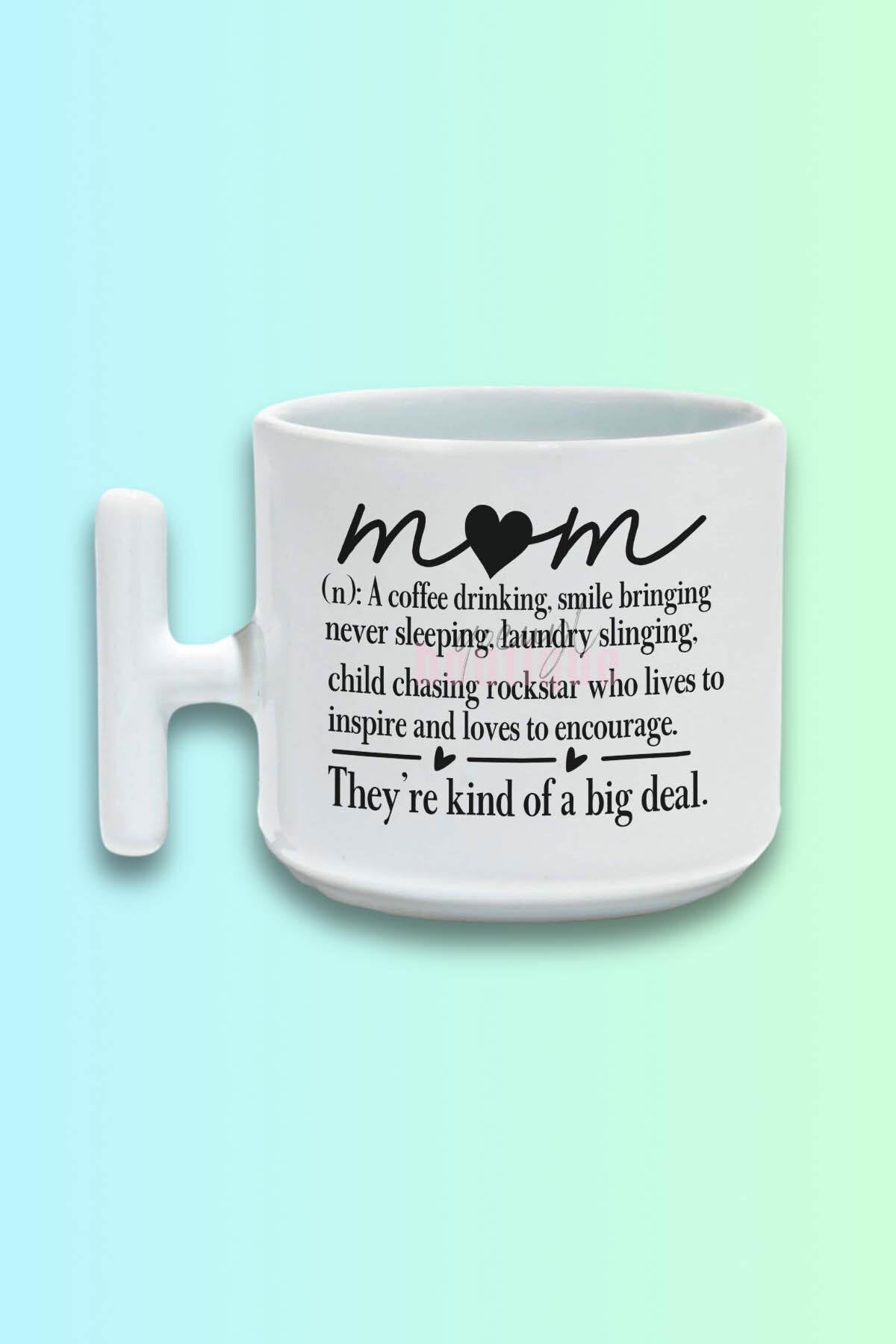 Mom Sözlük Baskılı Anneler Günü Hediyelik T Kulplu Latte Fincanı Kupa Bardak