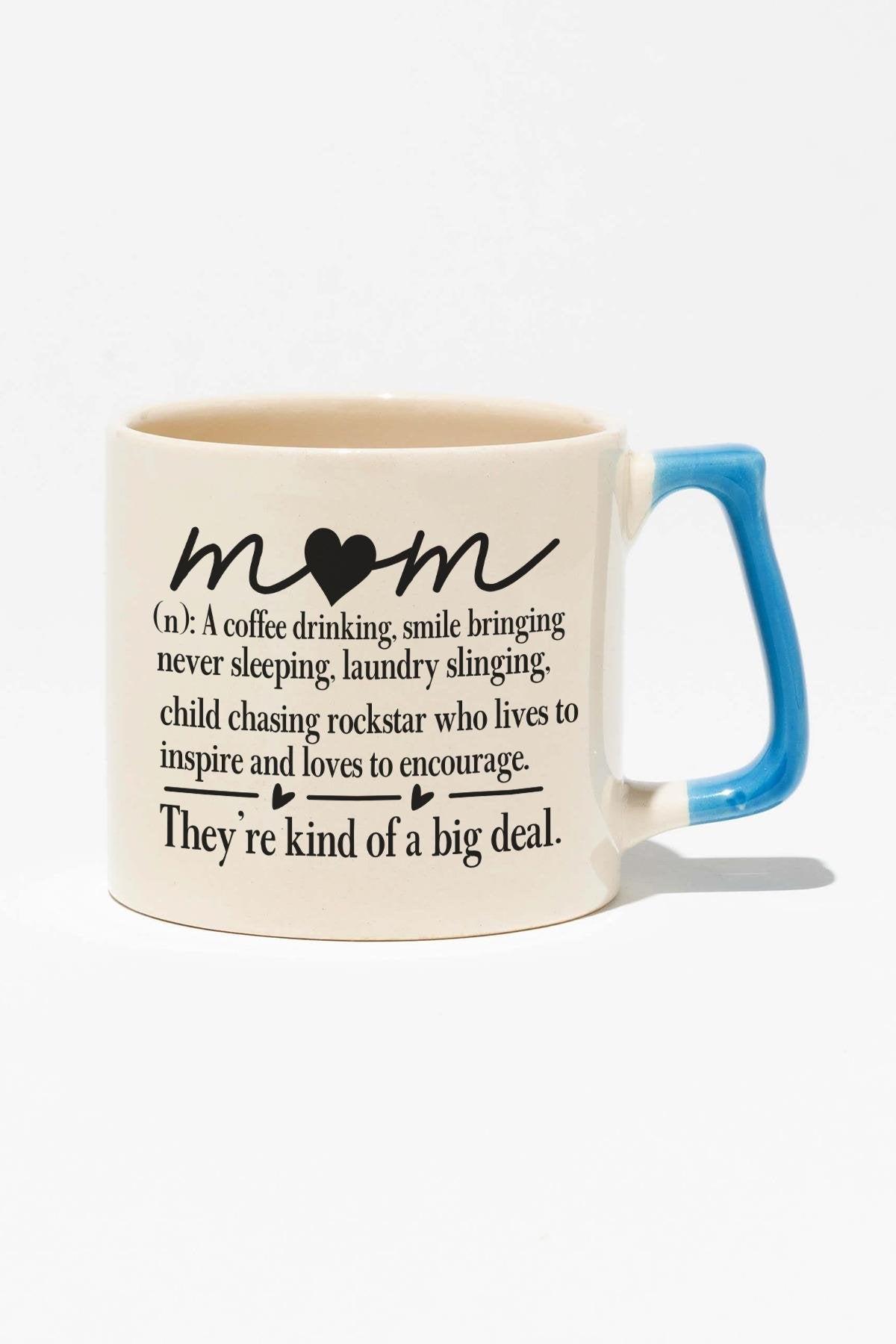 Mom Sözlük Baskılı Anneler Günü Hediyelik Mavi Kulplu Modern Seramik Kupa