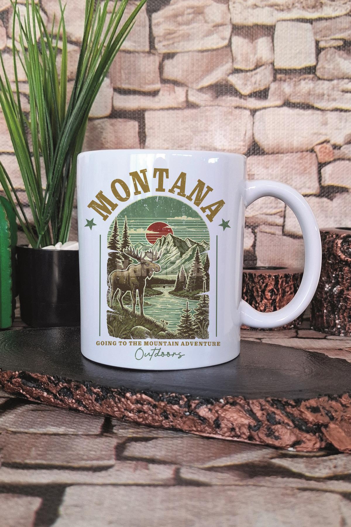 Montana Summer Trip Baskılı Yaz Tatili Doğa Macerası Hediyelik Baskılı Çay Kahve Sunum Kupa Bardak