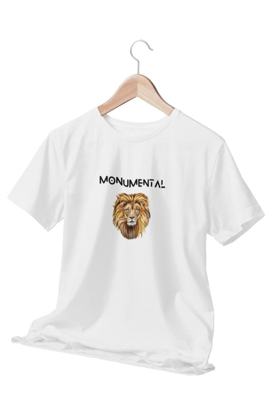 Monumental Aslan Baskılı Beyaz Erkek T-shirt