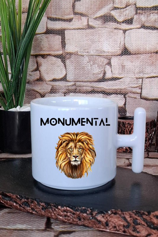 Monumental Aslan Baskılı T Kulplu Latte Fincanı Kupa Bardak