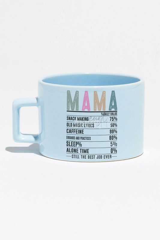 Mother Besin Tablosu Baskılı Anneler Günü Hediyelik Mavi Dikdörtgen Kulplu Fincan Kupa Bardak