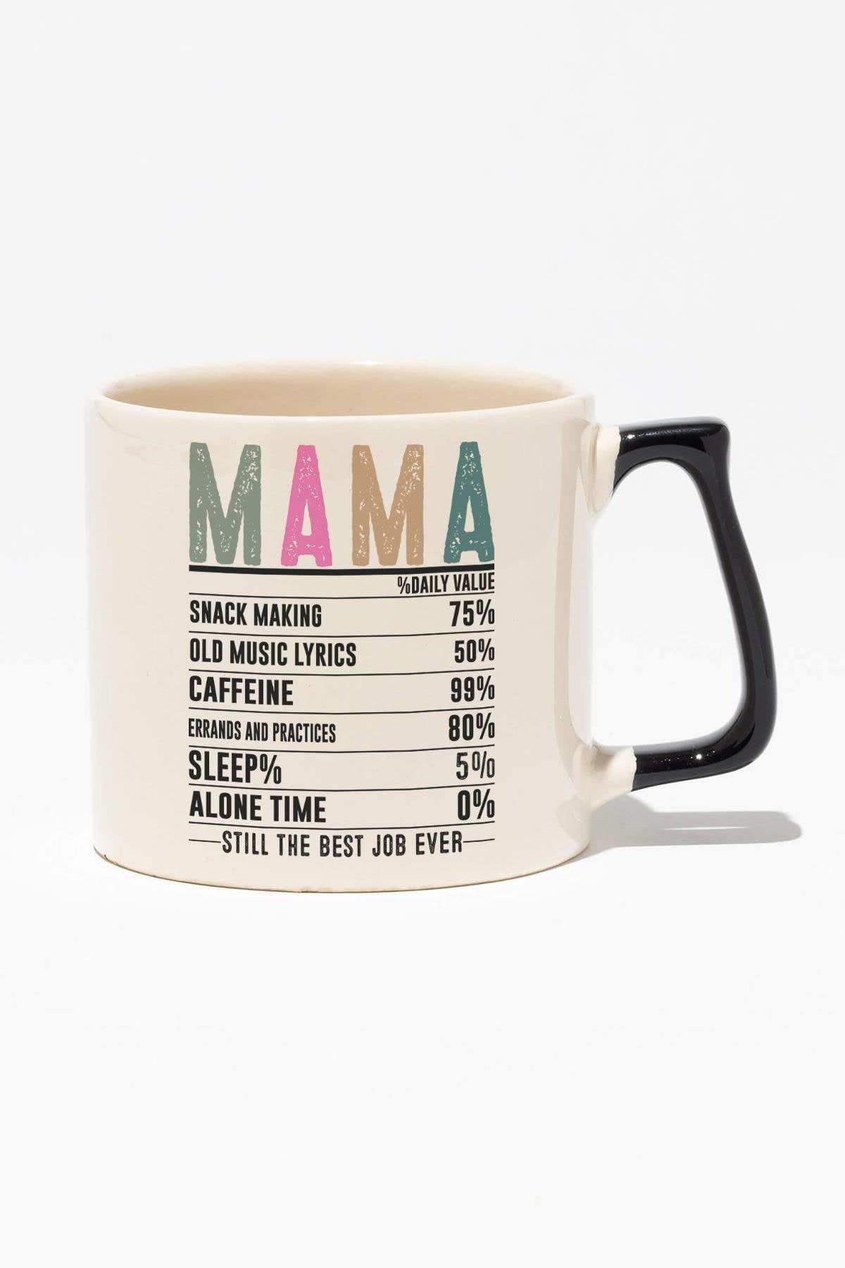 Mother Besin Tablosu Baskılı Anneler Günü Hediyelik Siyah Kulplu Modern Seramik Kupa