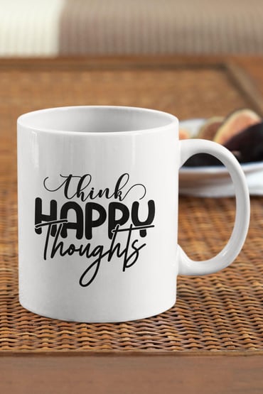 Motivasyon Bardağı Think Happy Thoughts Baskılı Kupa Bardak