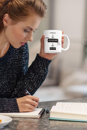 Muhasebeci, Mali Müşavir, CPA, Accountant Sorun ve Çözüm Baskılı Eğlenceli Hediyelik Kupa Bardak