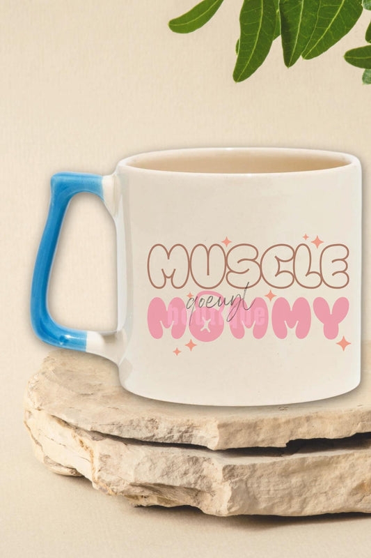 Muscle Mommy Baskılı Gym Spor Kaslı Anne Fitness Figürü Hediyelik Kulplu Kupa Bardak