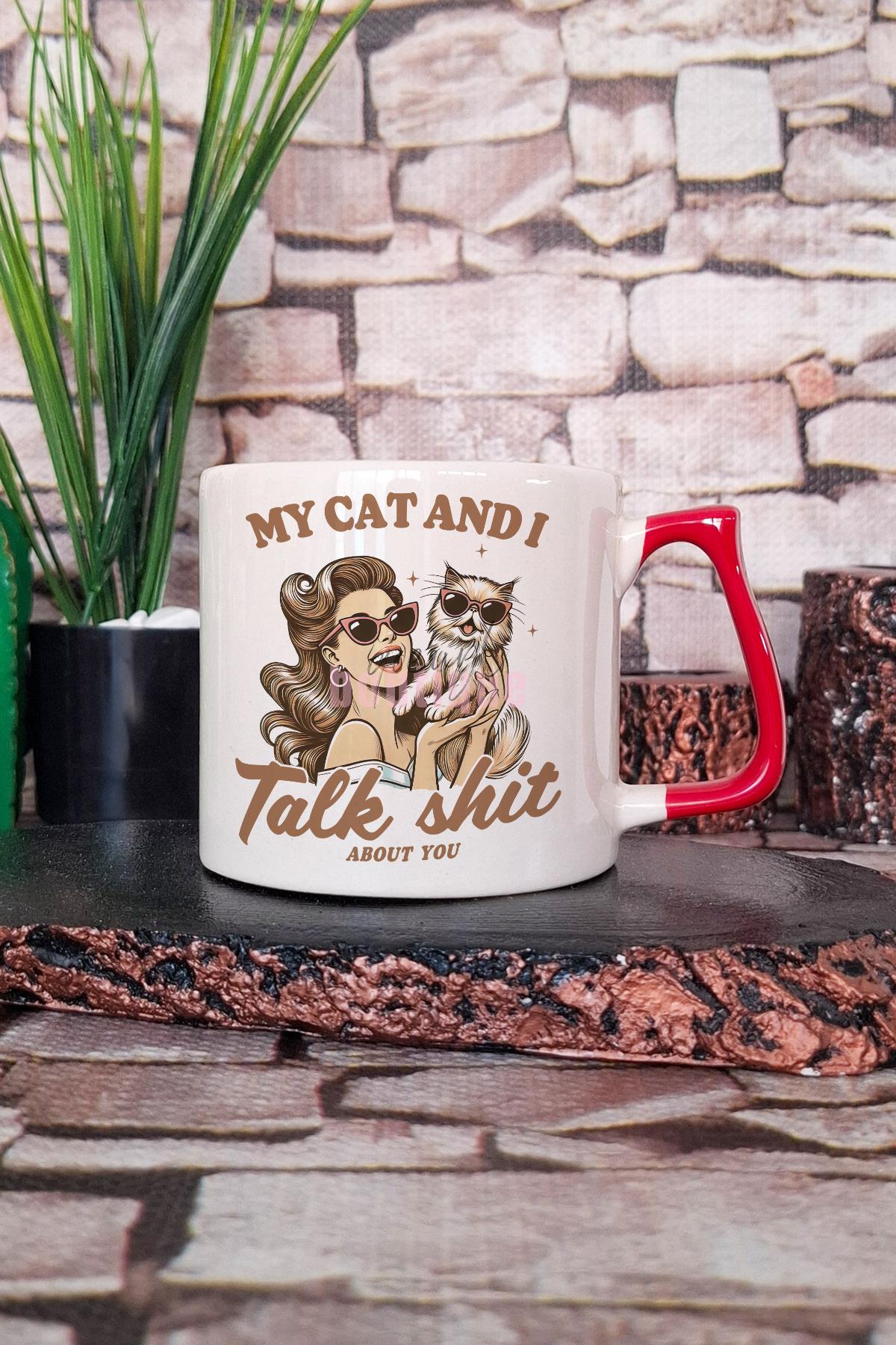 My Cat And I Baskılı Kedisever Kedimle Ben İkilisi Hediyelik Kulplu Kupa Bardak