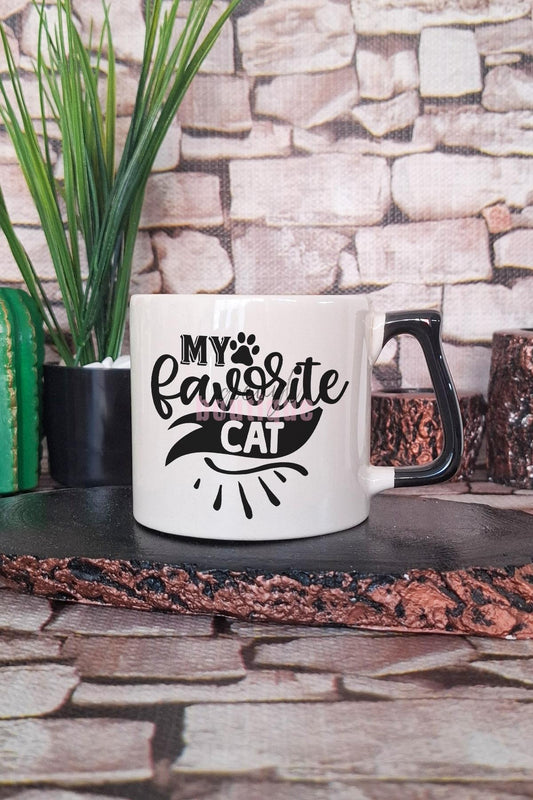 My Favorite Cat Baskılı Kedisever En Sevdiğim Kedi Hediyelik Kulplu Kupa Bardak