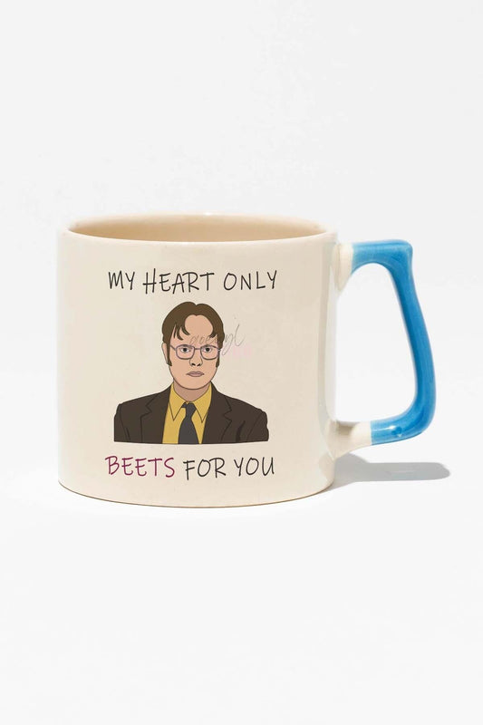 My Heart Only Beets For You Dwight Schrute The Office Baskılı Mavi Kulplu Modern Seramik Kupa