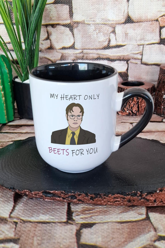 My Heart Only Beets For You Dwight The Office Baskılı İçi ve Kulpu Siyah Renkli Premium Kupa Bardak