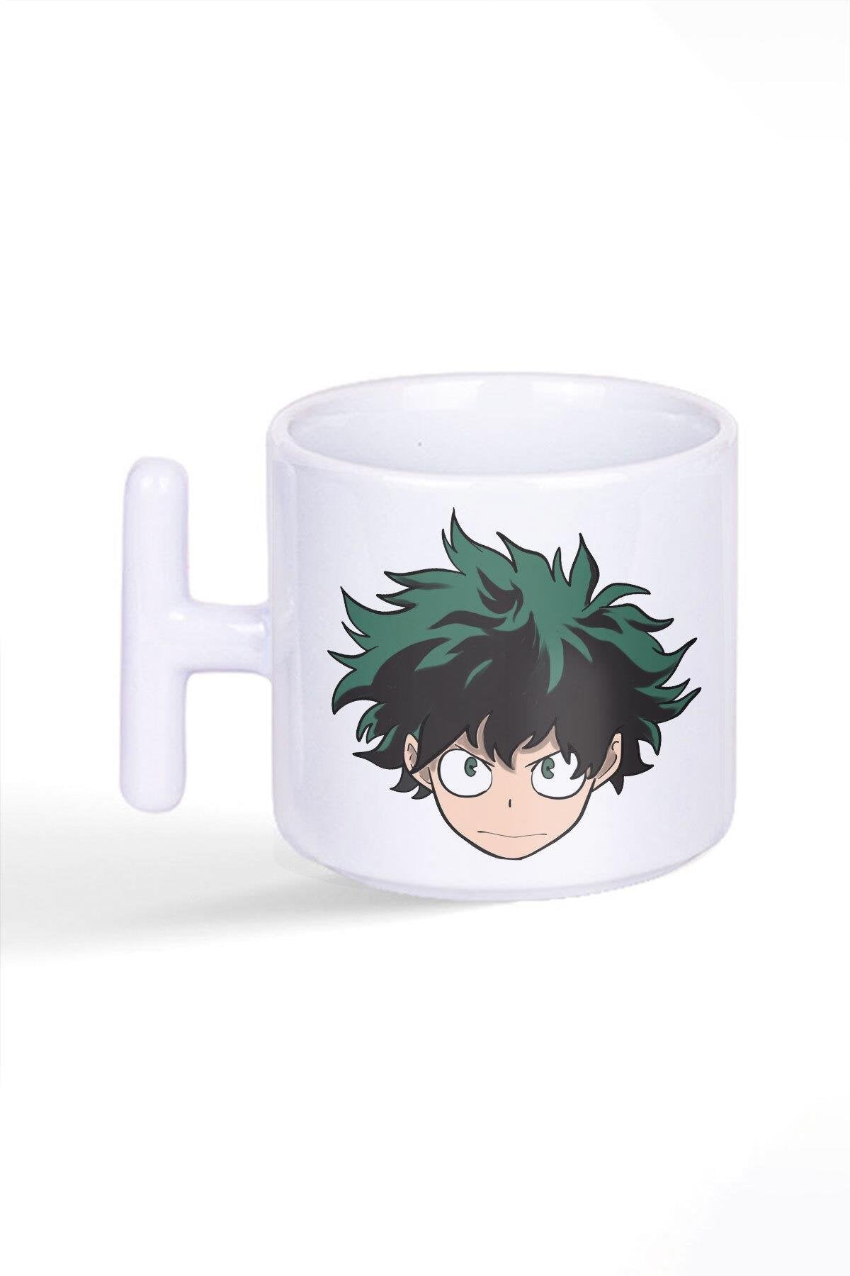 My Hero Midoriya Izuki Baskılı Latte Fincanı T Kulplu Kupa Bardak