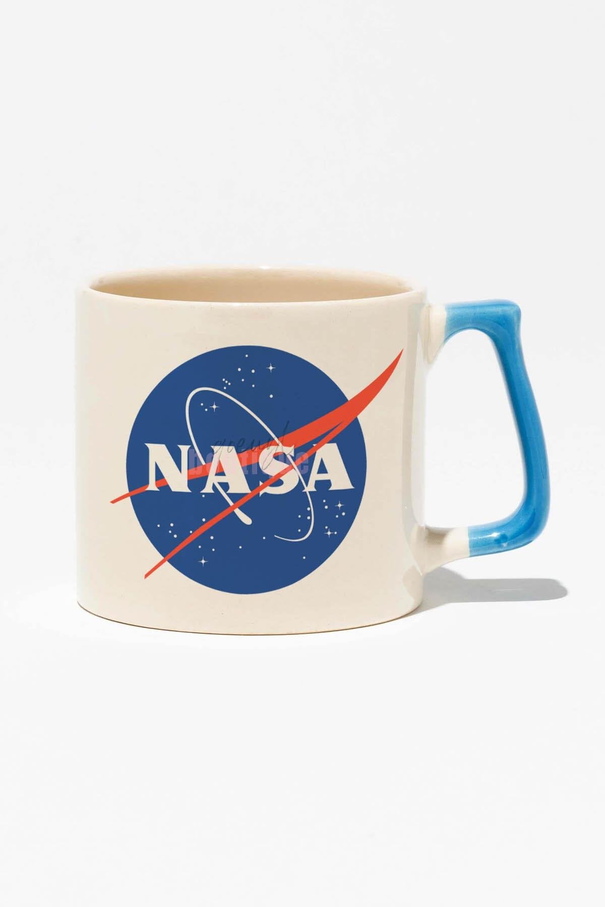 Nasa Baskılı | Uzay Temalı | Kırmızı Kulplu Modern Seramik Kupa