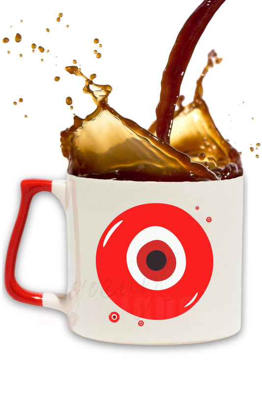 Nazar Boncuğu Baskılı Hediyelik Renkli Kulplu Modern Seramik Kupa