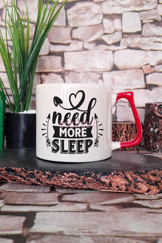 Need More Sleep Baskılı Komik Kedi Uyku İsteği Hediyelik Kulplu Kupa Bardak