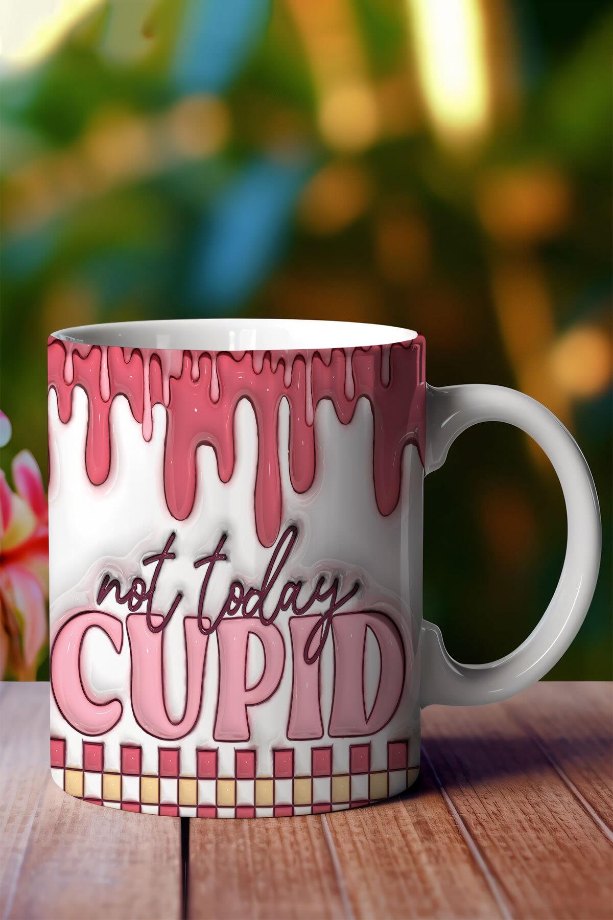 Not Today Cupid 3D Tasarım Görünümlü Baskılı Kupa Bardak Mug