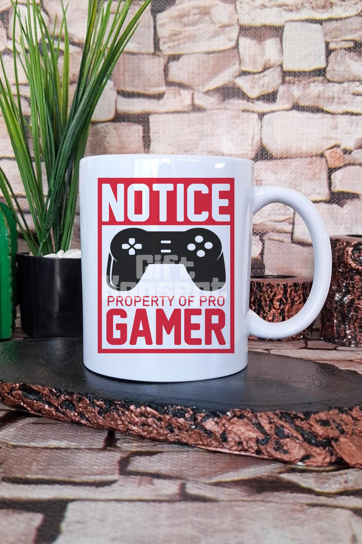 Notice Property Of Pro Gamer Baskılı Oyuncu Hediyelik Baskılı Çay Kahve Sunum Kupa Bardak