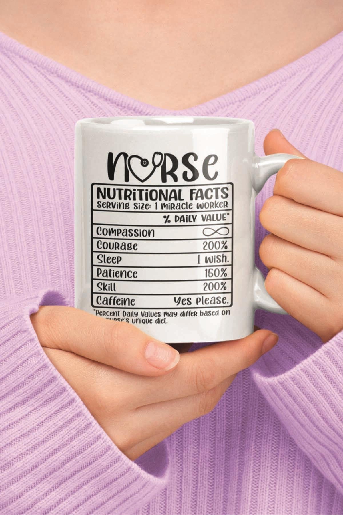 Nurse Nutritional Facts Hemşire Hediyelik Baskılı Kupa Bardak