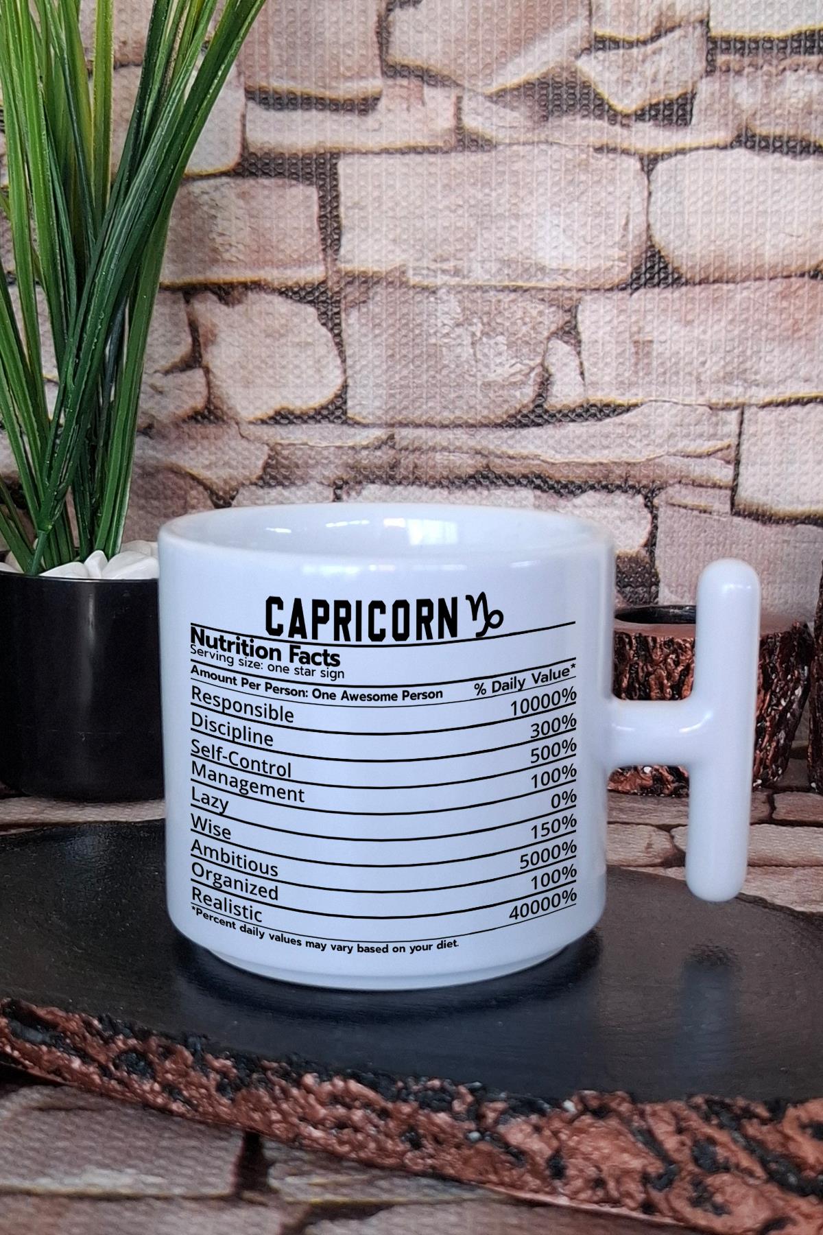 Oğlak Burcu Capricorn nutrition facts Mizahi Hediyelik Baskılı T Kulplu Latte Fincanı Kupa Bardak
