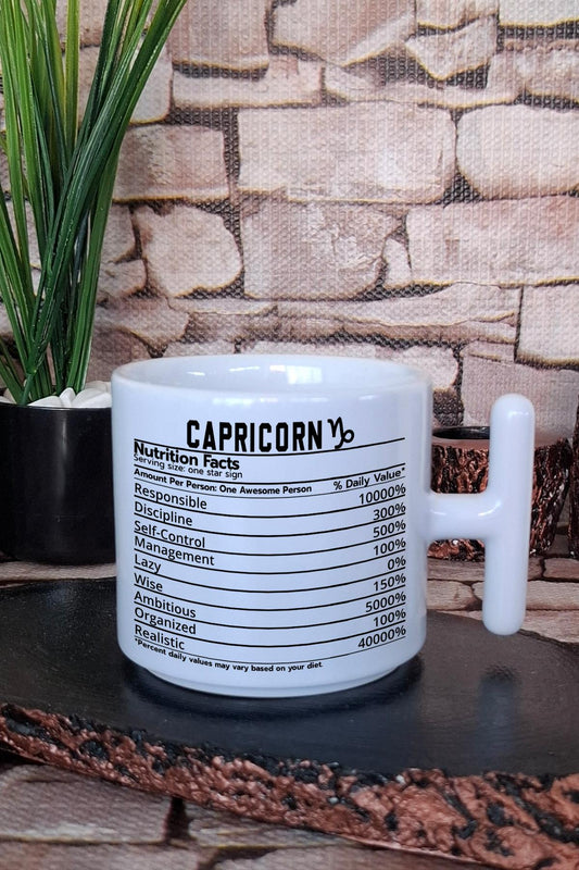 Oğlak Burcu Capricorn nutrition facts Mizahi Hediyelik Baskılı T Kulplu Latte Fincanı Kupa Bardak