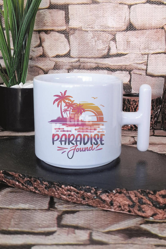 Paradise Found Baskılı T Kulplu Latte Fincanı Kupa Bardak