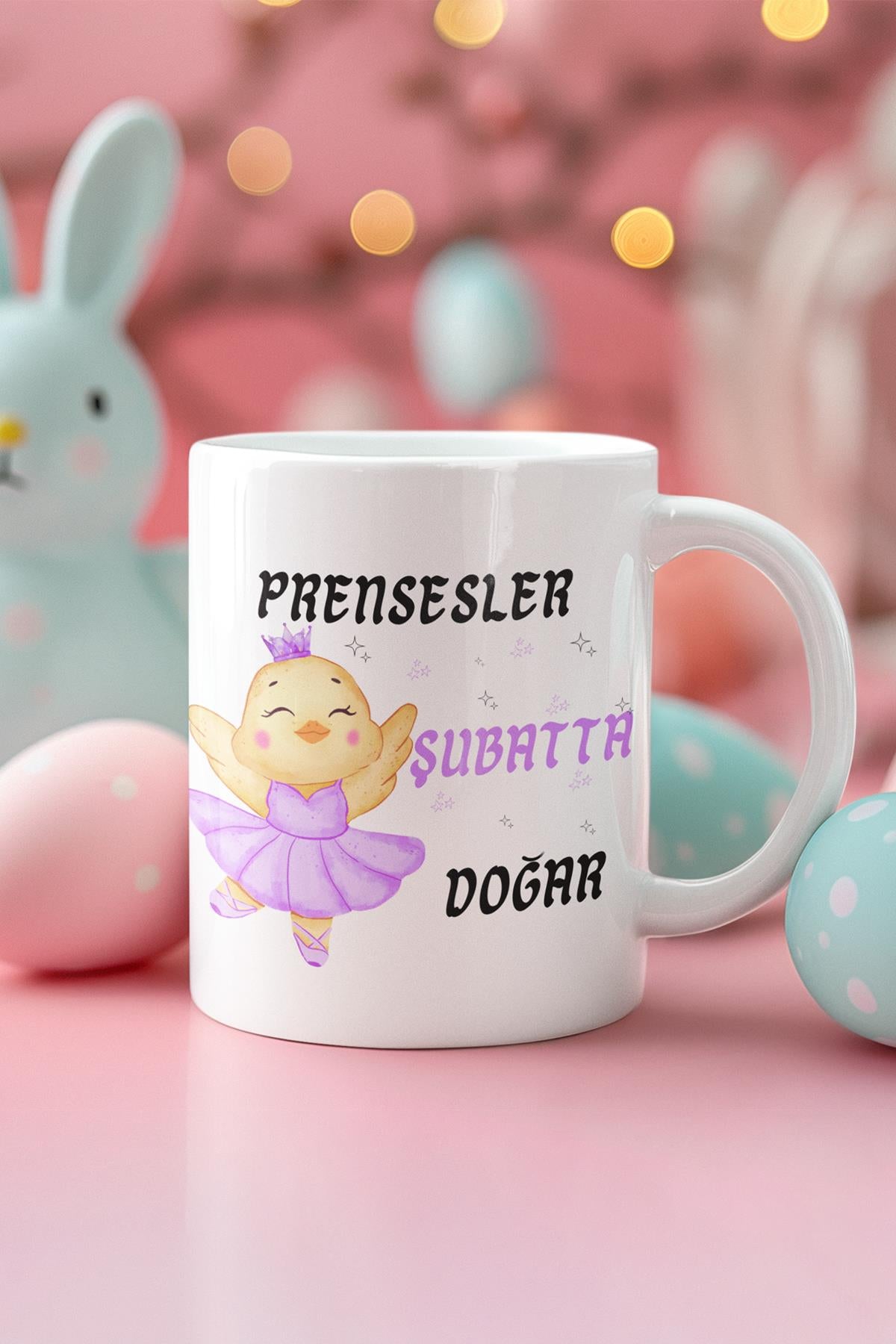 Pembe Prensesler Ocakta Doğar Baskılı Doğum Günü Özel Gün Arkadaş, Sevgiliye Hediyelik Beyaz Kupa Bardak