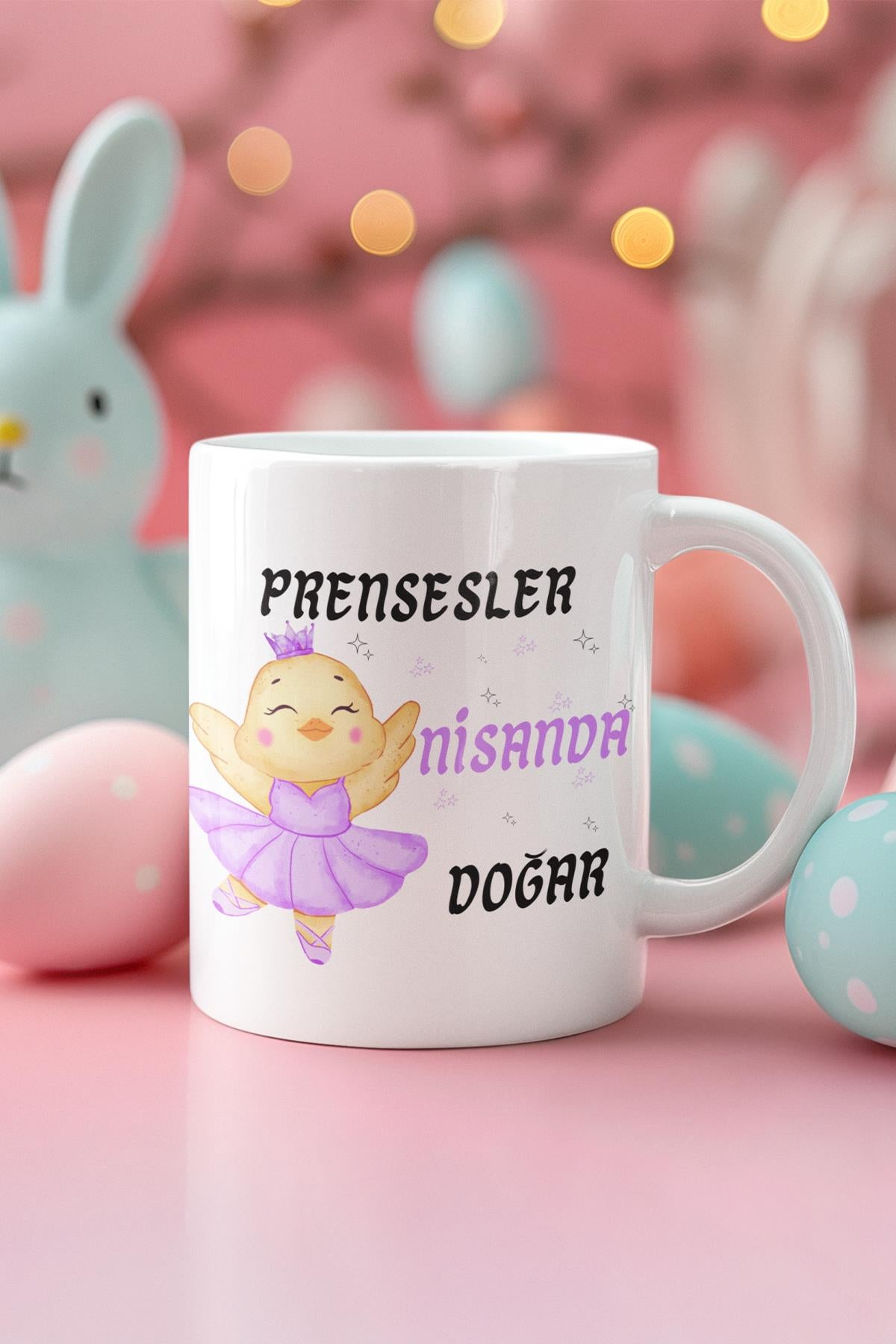 Pembe Prensesler Ocakta Doğar Baskılı Doğum Günü Özel Gün Arkadaş, Sevgiliye Hediyelik Beyaz Kupa Bardak