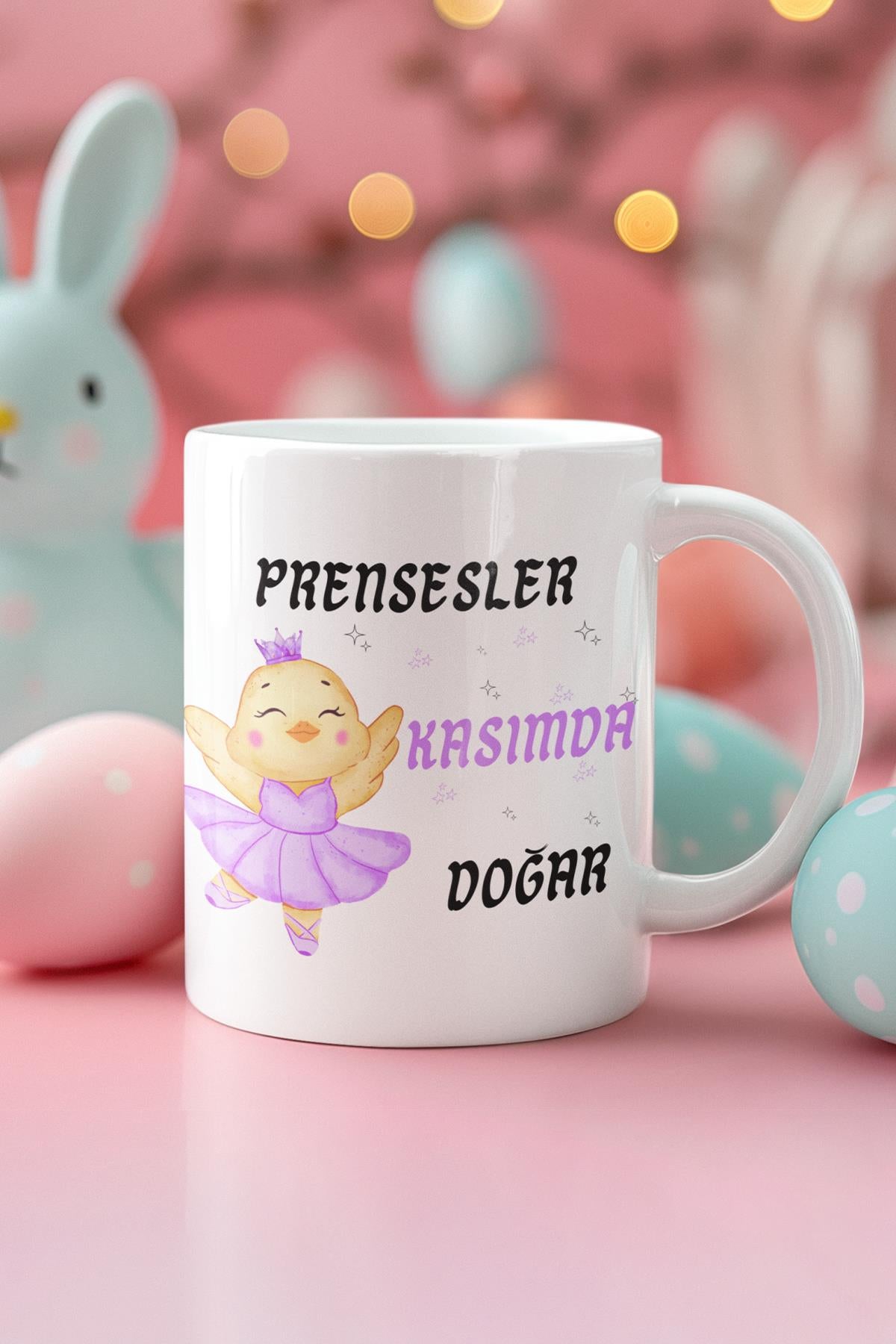 Pembe Prensesler Ocakta Doğar Baskılı Doğum Günü Özel Gün Arkadaş, Sevgiliye Hediyelik Beyaz Kupa Bardak