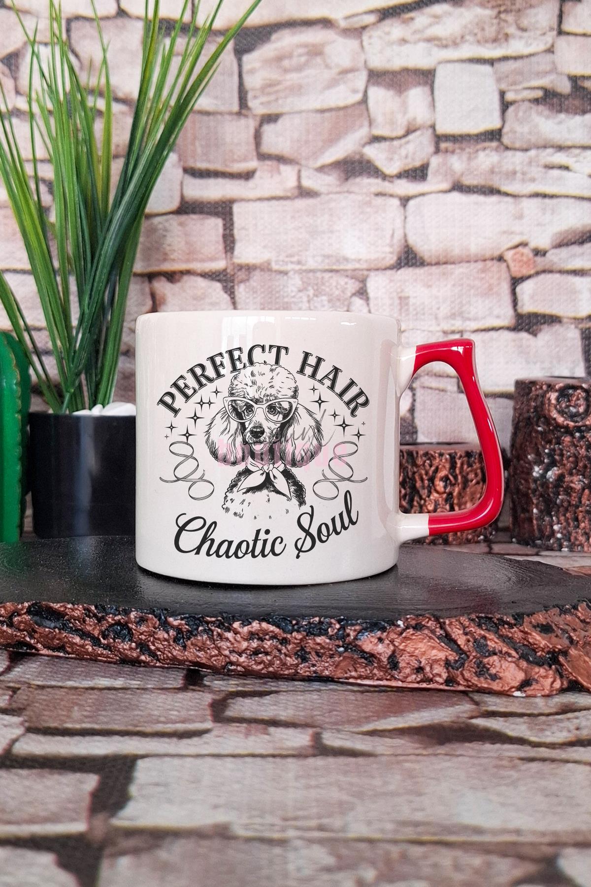 Perfect Hair Chaotic Soul Baskılı Komik Köpek Tanımı Hediyelik Kulplu Kupa Bardak