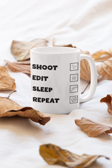 Photography Fotoğrafçının Günlük Rutini Shoot, Edit, Sleep, Repeat Baskılı Hediyelik Kupa Bardak