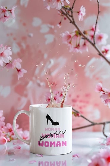 Power Woman Baskılı Feminen Beyaz Kupa Bardak