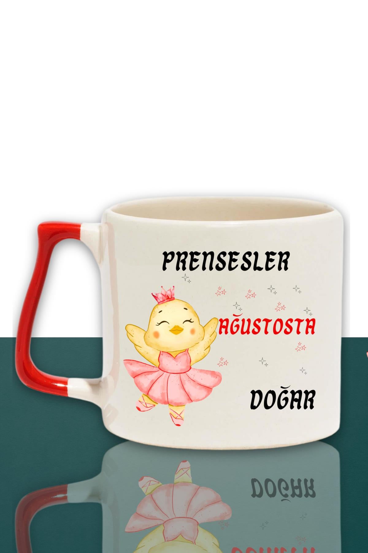 Prensesler Ocakta Doğar Baskılı Arkadaş, Sevgiliye Doğum Günü Hediyelik Kırmızı Kulplu Kupa Bardak