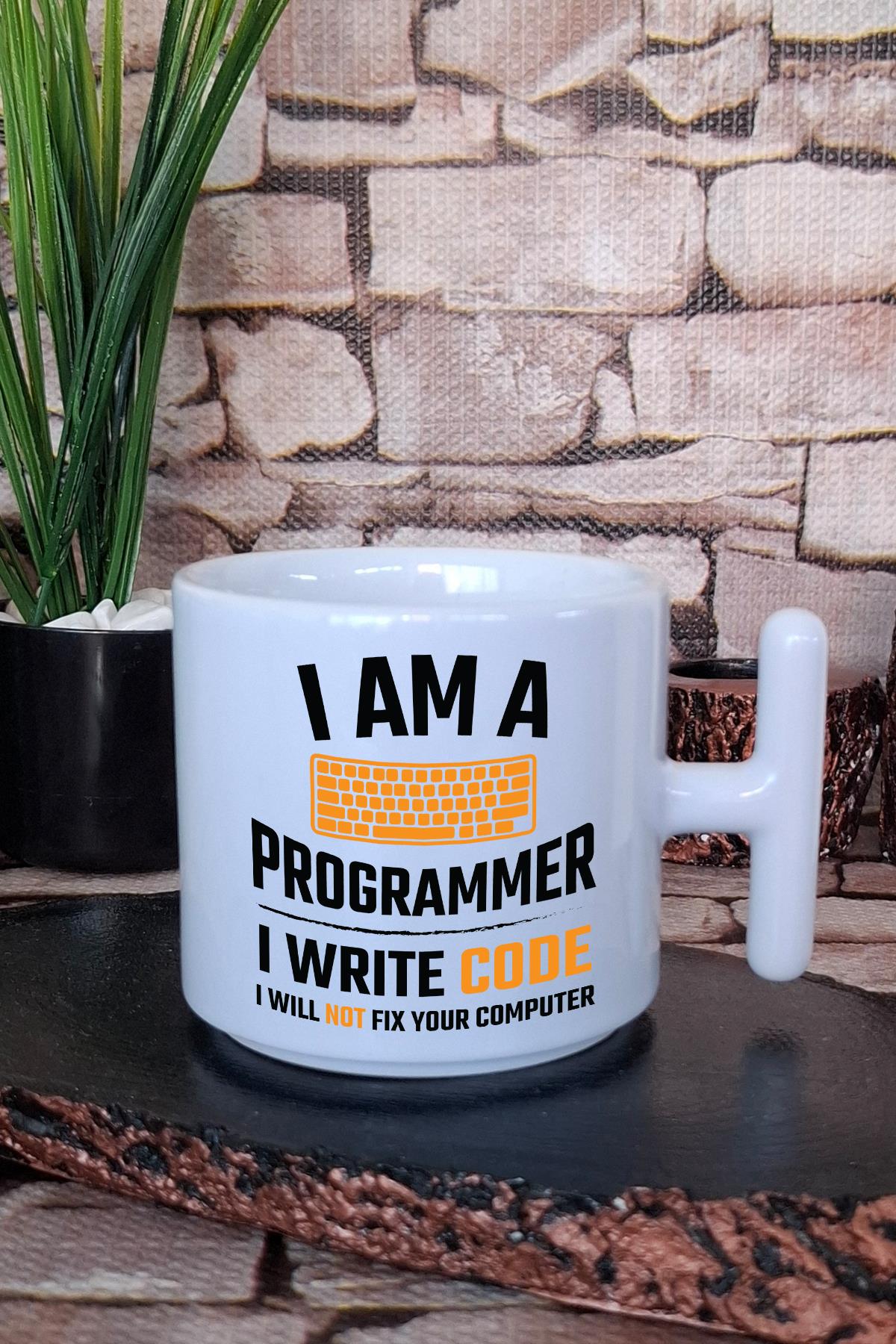 Programmer Not Fix Computer Baskılı Komik Yazılımcı Baskılı T Kulplu Latte Fincanı Kupa Bardak